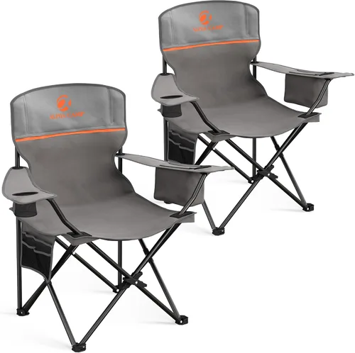 Vista 10 de ALPHA CAMP Silla de Camping 2 Unidades Silla Portátil con Enfriador de 3 Latas Silla Plegable con Bolsillo Lateral y Portavasos, Plegable para Azul