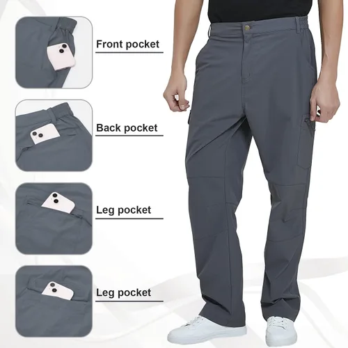 Vista 3 de MEETYOO Pantalones cargo de senderismo para hombre, impermeables, tácticos, ligeros, elásticos, para acampar
