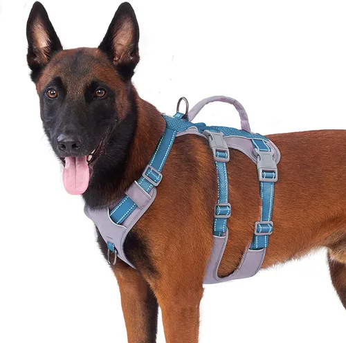 Vista 7 de Arnés reflectante para perros Huntboo con mango, a prueba de escapes, antideslizante, transpirable, ligero, arnés ajustable para perros pequeños