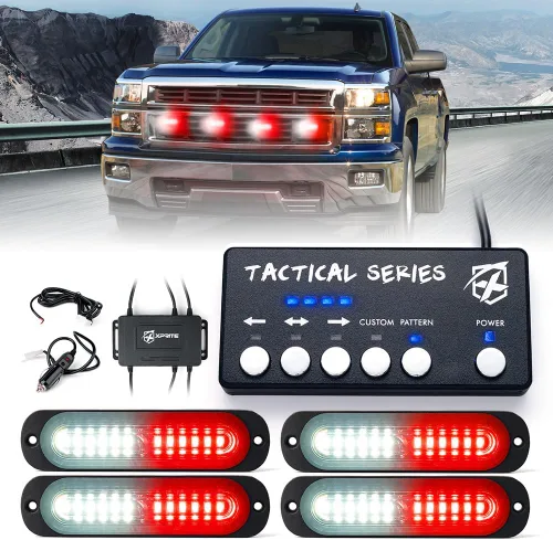Vista 16 de Xprite Kit de luces estroboscópicas LED ámbar para montaje en superficie, parrilla de parrilla lateral, luz intermitente de advertencia