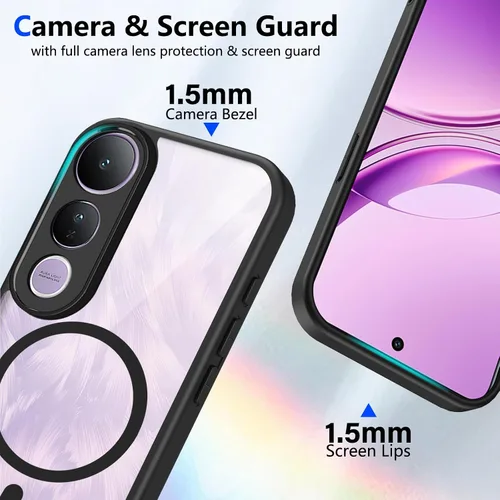 Vista 207 de Funda magnética transparente compatible con Xiaomi 17T, color negro 2 en 1 PC + TPU cubierta de teléfono a prueba de golpes, carcasa protectora