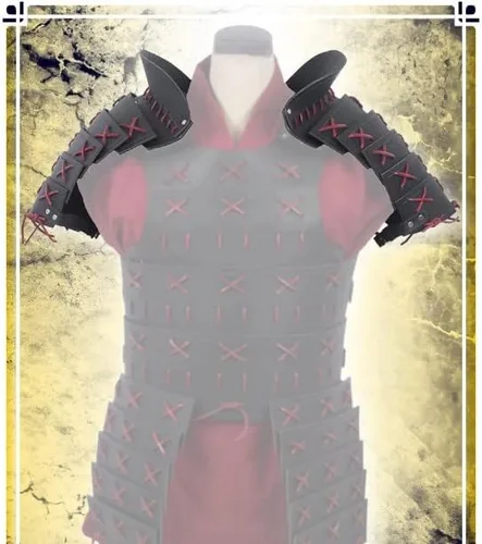 Vista 2 de Cubrehombros Samurai - Armadura de cuero para LARP y cosplay