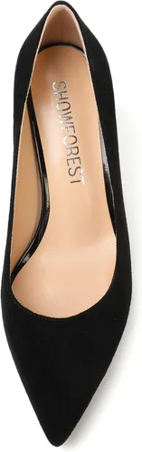 Vista 6 de Zapatos de tacón medio con punta puntiaguda para mujer, sin cordones, de gamuza, de 2.5 pulgadas