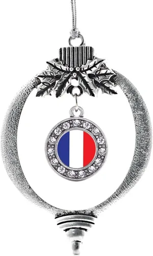 Vista 111 de Inspired Silver - Adorno con dije de cara de carlino - Adornos navideños de círculo de plata con joyas de circonita cúbica