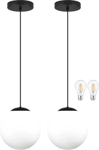 Vista 31 de KoKo&Yukina Luces colgantes modernas de globo de vidrio dorado de 6 pulgadas, paquete de 2 lámparas colgantes de vidrio transparente de mediados