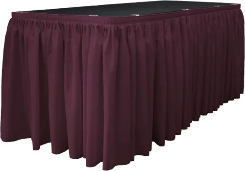 Vista 9 de LA Linen Falda de mesa de popelina de poliéster para mesas rectangulares, tela plisada para banquetes de boda, 14 pies por 29 pulgadas de largo