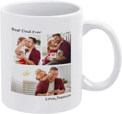Vista 14 de Taza de café personalizada con diseño de taza de café personalizada con texto fotográfico y logotipo, regalos personalizados de Navidad para hombres