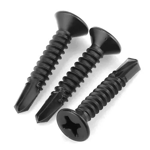 Vista 5 de Tornillos Phillips de cabeza plana #6 x 1 (paquete de 100), tornillos autoperforantes de acero inoxidable 410 para metal, revestimiento negro