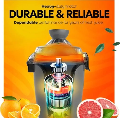 Vista 5 de Eurolux Exprimidor eléctrico de cítricos manos libres, exprimidor de limón y pomelo de limón, fácil de limpiar, (gris)
