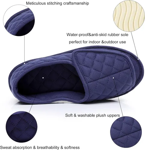Vista 61 de Git-up -Pantuflas para mujer con diabetes/artritis/edema, cierre ajustable, espuma viscoelástica, punta abierta, extra ancha