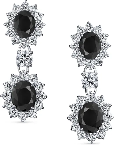 Vista 2 de Pendientes de araña de estilo vintage con forma de lágrima ovalada, con circonita cúbica AAA, con forma de lágrima ovalada y larga para mujer, sin