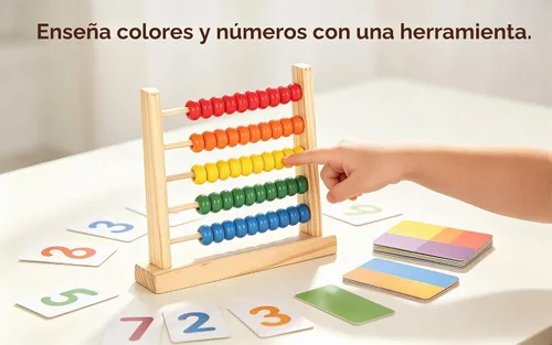 Vista 3 de MAGIKON Ábaco miniatura, marco de conteo de madera de 5 filas