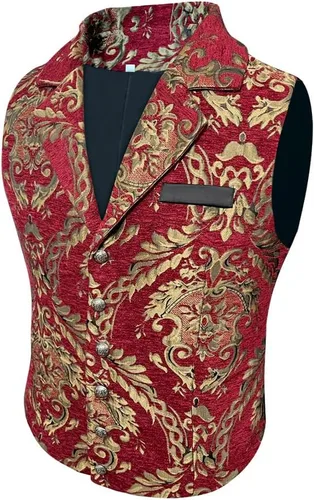 Vista 2 de Chaleco de traje gótico victoriano para hombre, chaleco steampunk