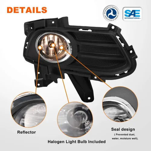 Vista 4 de Nixon Offroad Juego de luces antiniebla para Ford Fusion 2013-2016 con bombillas halógenas + kit de arnés de cableado + interruptor universal +