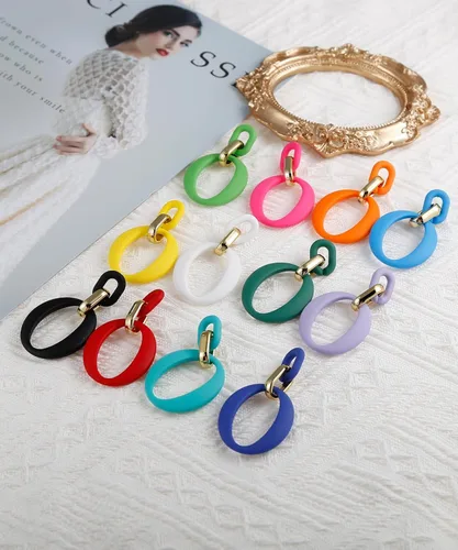 Vista 6 de COLOYAN 12 pares de aretes geométricos acrílicos para mujer, aretes de acrílico cuadrados ovalados, aretes geométricos colgantes, joyería de fiesta