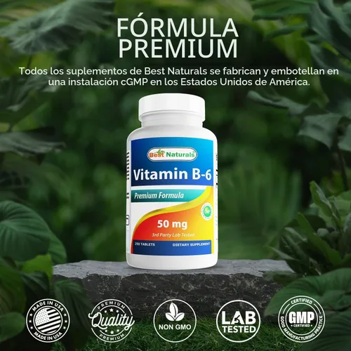 Vista 5 de Best Naturals Vitamina B6 50 mg 250 Comprimidos