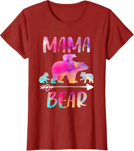 Vista 26 de Bear Matching Family Outfits, Funny Mama Bear Three Cubs T-Shirt Negro