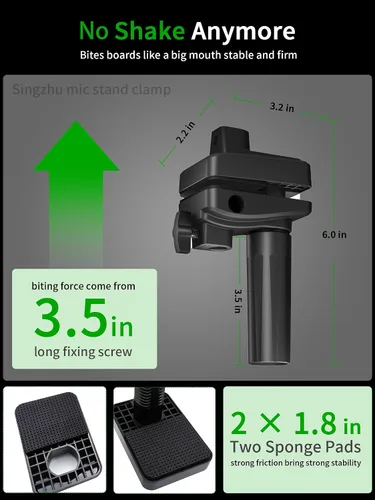Vista 2 de Soporte de abrazadera de escritorio para suspensión de micrófono con brazo de tijera extensible y soporte, 5 orificios de inserción del brazo
