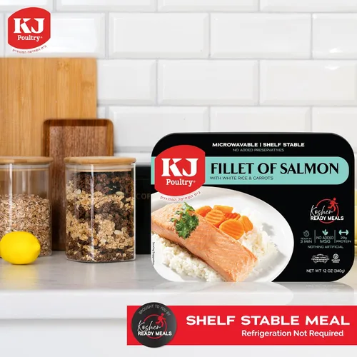 Vista 5 de KJ Poultry Kosher Ready Meals - Filete de salmón y pescado, comida Parve MRE lista para comer, alimentos proteicos, halal, (1 unidad) preparado