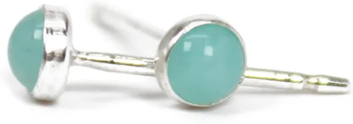 Vista 4 de Pequeños Pendientes de 3mm con Gema para Mujeres y Niñas, Engastados Redondos de Plata de Ley 925