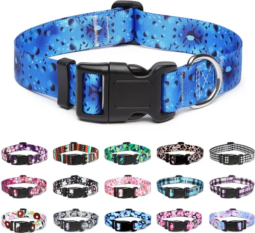 Vista 32 de Mercano - Collar ajustable para perro, patrones de diseño especial, collar de nailon suave cómodo y duradero para perros pequeños, medianos