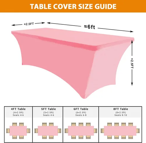 Vista 4 de Eurmax USA - Fundas/manteles rectangulares ajustables de elastano de 6 pies, mantel elástico para mesas de eventos de bodas, decoraciones de mesa
