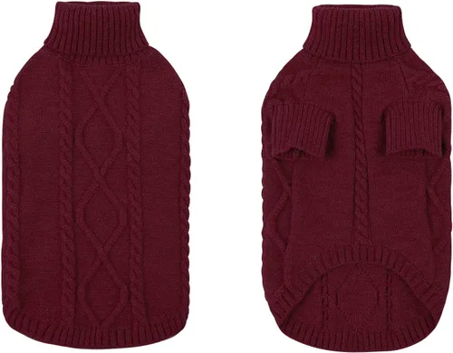 Vista 110 de Queenmore - Suéter de punto trenzado con cuello alto para perros pequeños, para climas fríos, para chihuahua, bulldog, teckel, carlino y yorkie, XS