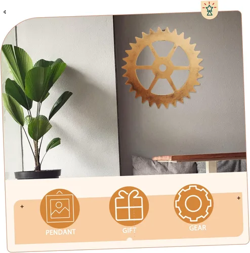 Vista 3 de LIFKICH 2Pcs Gear Wall Sculptures with Retro Gold Finish Creative Gear Shape Ornaments for Home Office to Install and Clean