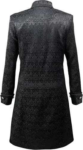 Vista 5 de Chaqueta medieval gótica steampunk para hombre, disfraz victoriano de vampiro pirata, abrigo
