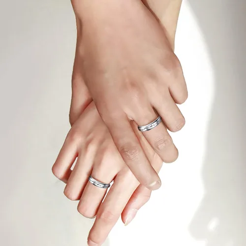 Vista 9 de Couples Rings Set Matching Promise Rings Adjustable Wedding Trendy Titanium Stainless Steel Rings for Couples Valentines Day Jewelry