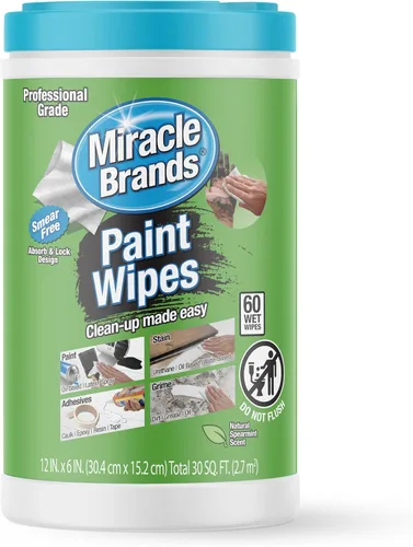 Vista 8 de MiracleWipes para preparación y limpieza de pintura, elimina acumulación de suciedad resistente, pintura húmeda, masilla, epoxi, colorante y más