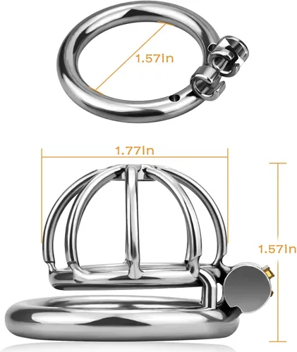 Vista 4 de Dispositivos de castidad masculina, jaulas para pene con cerradura de acero inoxidable, burlas, BDSM, restricción de bondage, juguetes sexuales