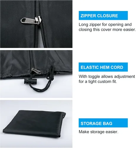 Vista 4 de Funda para sombrilla de patio para exteriores, tela Oxford 420D resistente con poste y cremallera, fácil de instalar, impermeable, resistente a