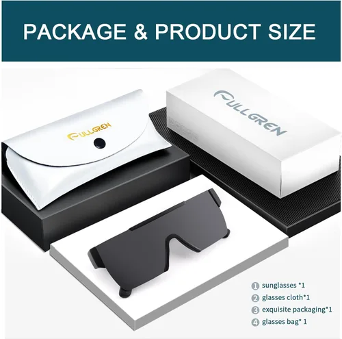 Vista 4 de Fullgren Square Oversized Sunglasses for Womens Mens, Trendy Large Flat Top Black Shades, UV400 Protection Sunnies