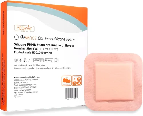 Vista 10 de Medvance Apósito de espuma impermeable con bordes adhesivos, 4 x 4 pulgadas, caja de 5