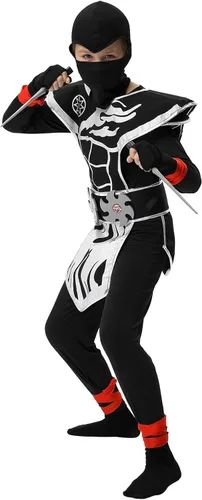 Vista 3 de Emorefun Conjunto de disfraz de Ninja Deluxe para niños, disfraz de Kung Fu ideas de Halloween