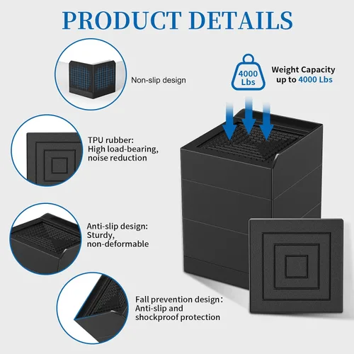 Vista 4 de Ezprotekt Elevadores de cama rectangulares ajustables que elevan hasta 1.5 pulgadas, elevadores de muebles adecuados para mesas, sofás, patas