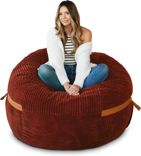 Vista 18 de Big Joe Fuf Silla Puf de Espuma de 5 Pies de Tamaño Extra Grande con Funda Extraíble para Niños, Adolescentes, Adultos, Onyx Lenox, Poliéster Tejido