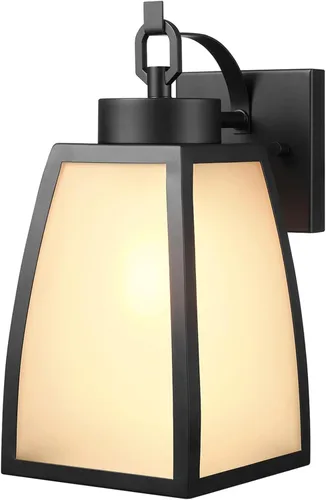 Vista 9 de Globe Electric 60000165 candelabro de pared para exteriores con 1 luz, color negro mate, con pantalla de vidrio esmerilado