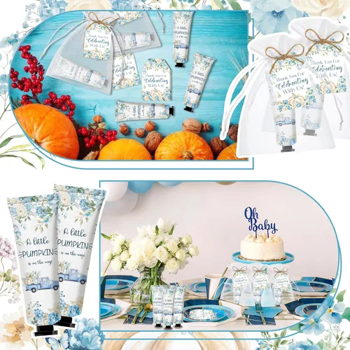 Vista 5 de 50 juegos de crema de manos de otoño a granel con una pequeña calabaza, regalos de fiesta de baby shower para invitados, despedida de soltera