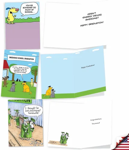 Vista 4 de NobleWorks Juego de 10 tarjetas de felicitación de graduación con sobres de 5 x 7 pulgadas (10 diseños, 1 cada uno) Animal Grads AC10368GDG-B1x10