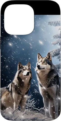 Vista 21 de Wolves Christmas Wolf Snowy Winter Forest Snowflakes Case para iPhone 16