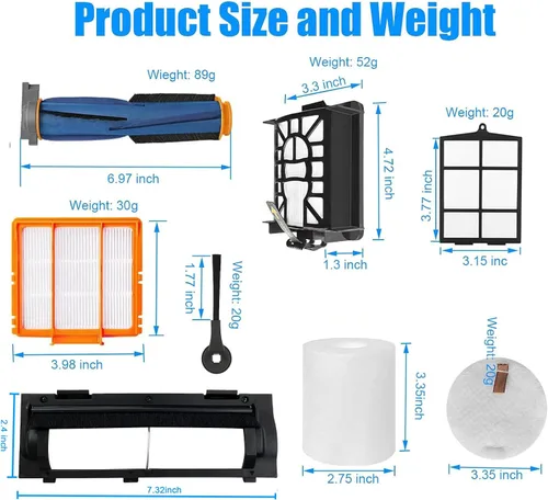 Vista 6 de Kit de piezas de repuesto para Shark AI AV2501S/AV2511AE/AV2501AE/RV2502AE/RV2610WA/AV2510/RV2520 Robot Aspirador incluido, filtros, filtros