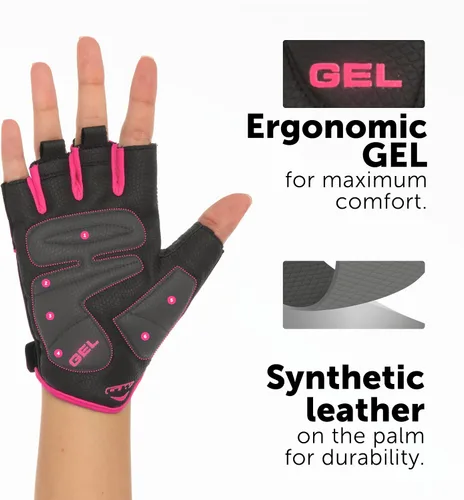 Vista 2 de GW Bicycles - Guantes de ciclismo Guantes de bicicleta de medio dedo para hombres y mujeres con cuero sintético en la palma