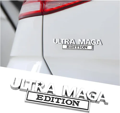 Vista 13 de AICEL Ultra MAGA Edition Emblemas, calcomanías 3D elevadas de metal completo, etiquetas clásicas de personalidad con adhesivo fuerte, calcomanías