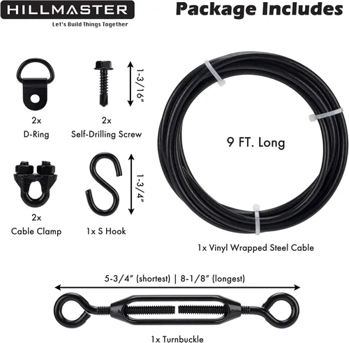Vista 5 de HILLMASTER Kits de soporte de puerta anti-caída duraderos para cerca de madera, kit de cable de soporte de puerta en zinc, kit de puerta de cerca