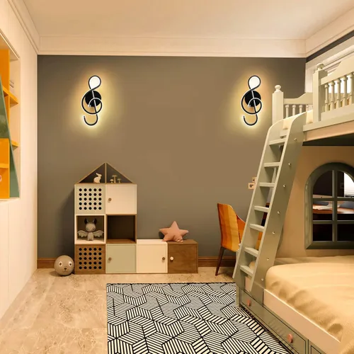 Vista 5 de XEYOU Lámpara de pared moderna de 22 W, lámpara de pared LED creativa para interiores, símbolo musical, decoración artística, lámpara de pared
