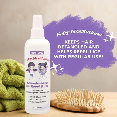 Vista 4 de Fairy LiceMothers LavenderLocks - Spray de prevención de piojos – Tratamiento de piojos para niños y adultos – Previene la infestación de piojos