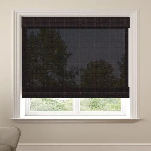 Vista 11 de Persianas romanas de madera personalizadas, persianas opacas con forro de bambú, color marrón Forro marrón-beige - Blackout