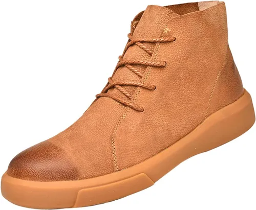 Vista 8 de Botas de cuero Chelsea para hombre, estilo casual, para otoñoinvierno, antideslizantes, para negocios, Oxford, trabajo, viajes, botines Chukka